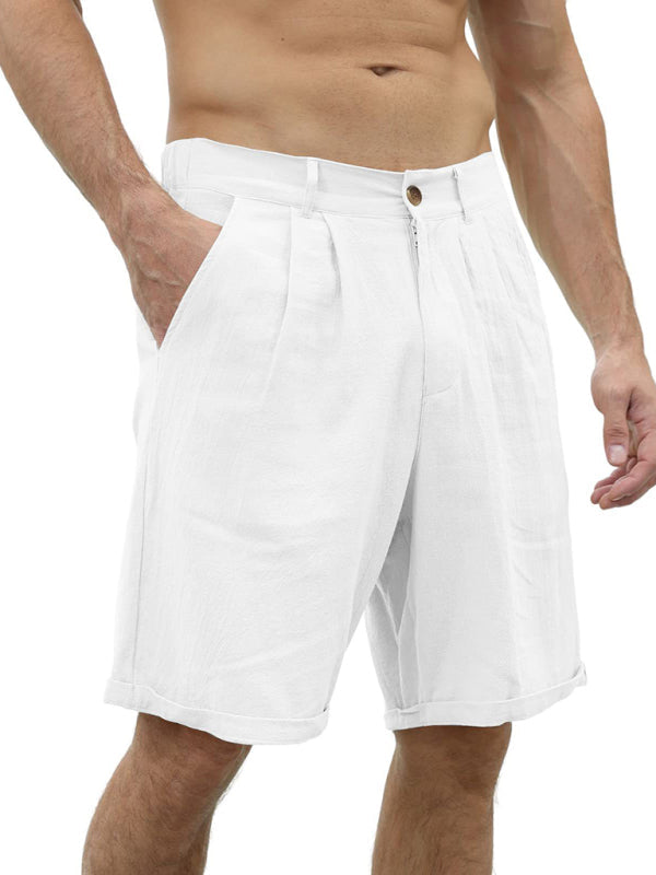 Men’s new casual beach shorts with buttons and elastic waist