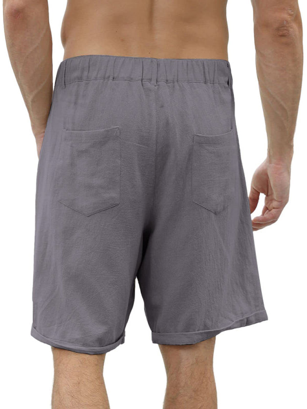 Men’s new casual beach shorts with buttons and elastic waist