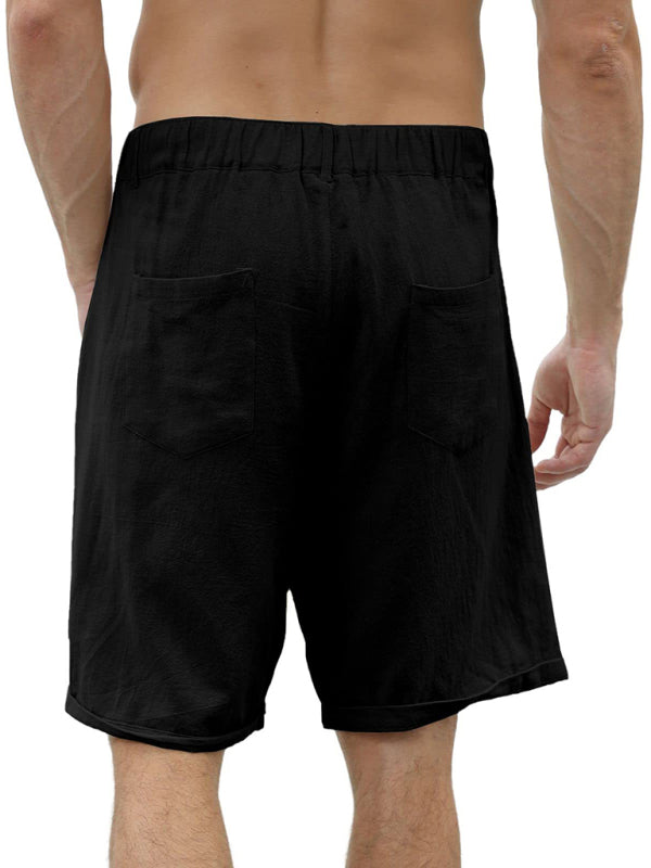 Men’s new casual beach shorts with buttons and elastic waist