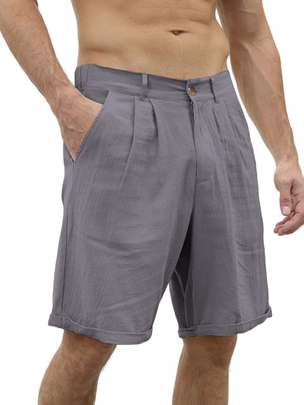 Men’s new casual beach shorts with buttons and elastic waist