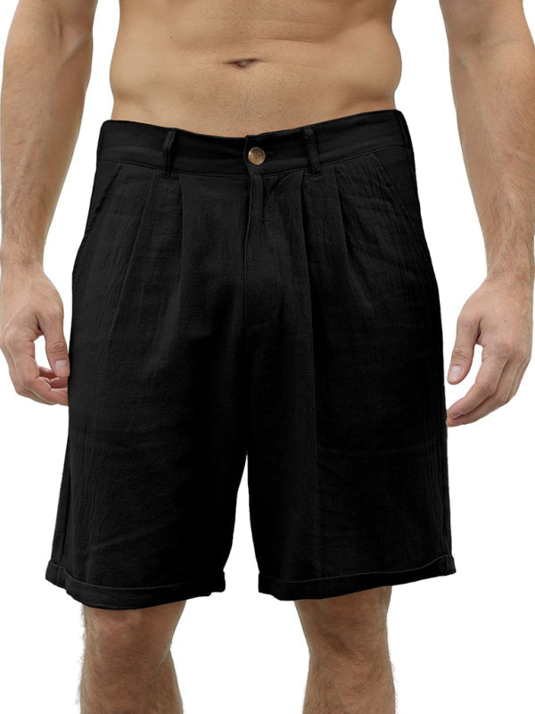 Men’s new casual beach shorts with buttons and elastic waist
