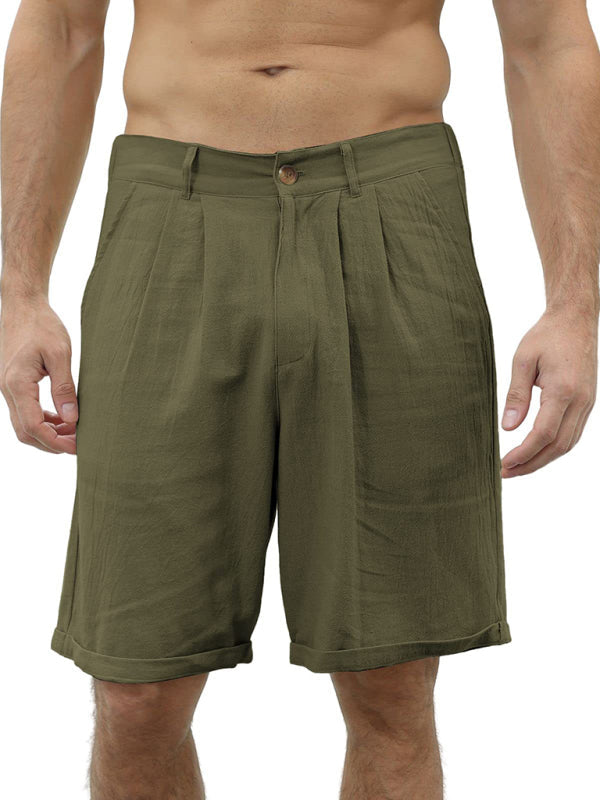 Men’s new casual beach shorts with buttons and elastic waist