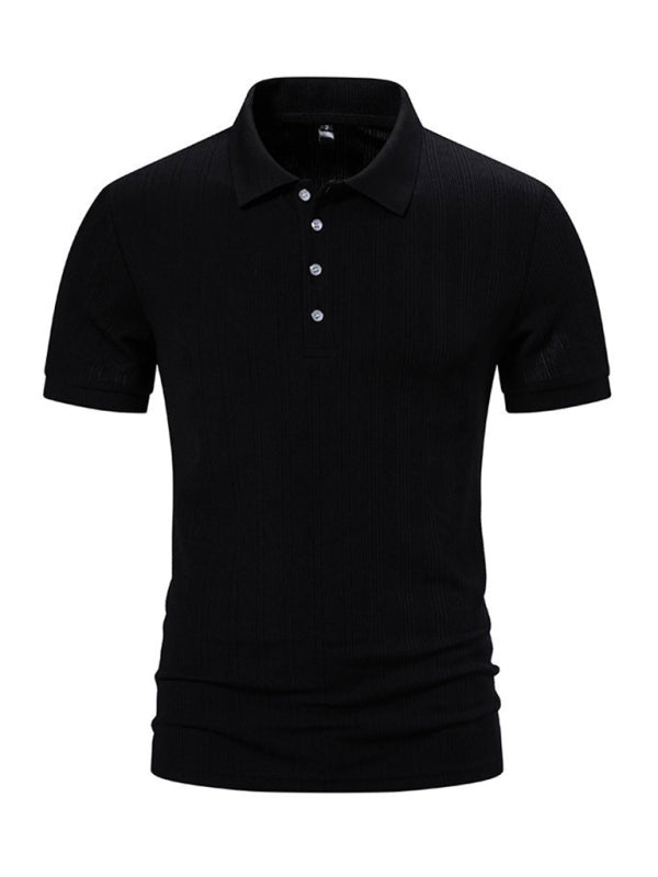 Men’s New Casual Pit Lapel POLO Shirt - Black / S