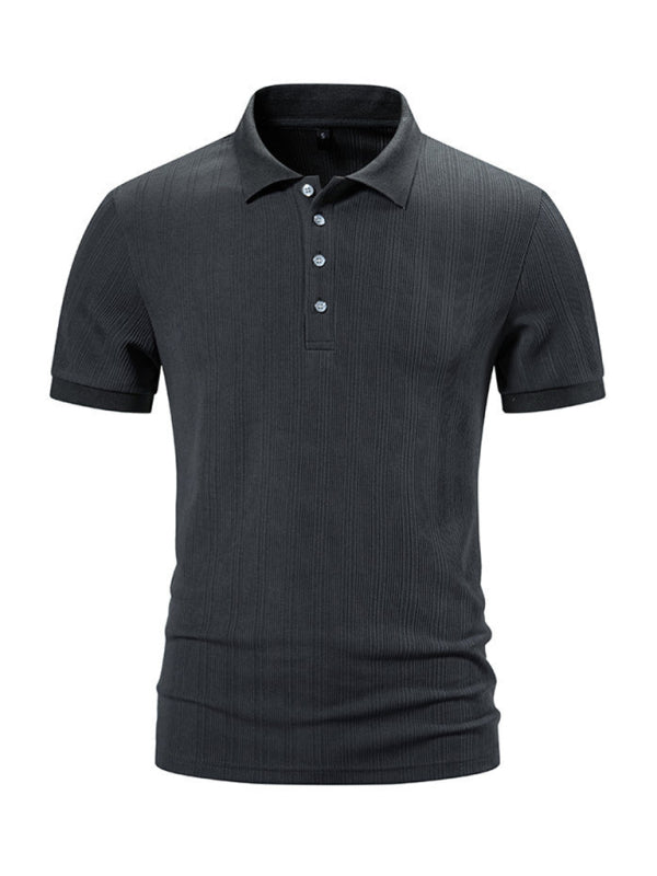 Men’s New Casual Pit Lapel POLO Shirt - Charcoal grey / S