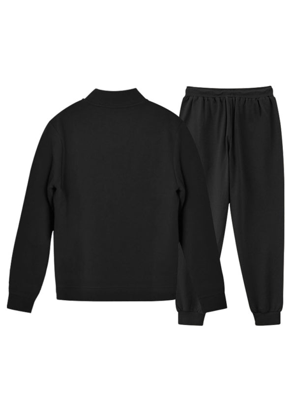 Men’s new casual solid color baseball collar jacket suit