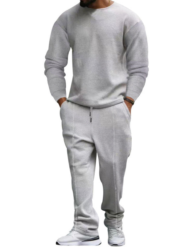 Men’s new long-sleeved trousers round-neck casual suit