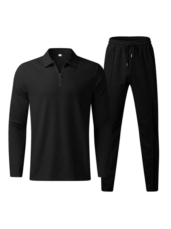 Men’s new loose thin plaid long sleeve suit - Black / M
