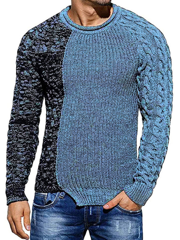 Men’s new round neck long sleeve knitted slim sweater - Grey / S