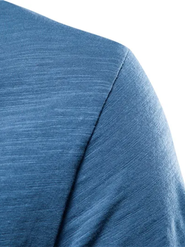 Men’s New Solid Color Slub Cotton V-Neck Short Sleeve T-Shirt