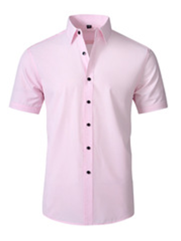 Men’s non-iron wrinkle-resistant short-sleeved shirt - Pink / XS