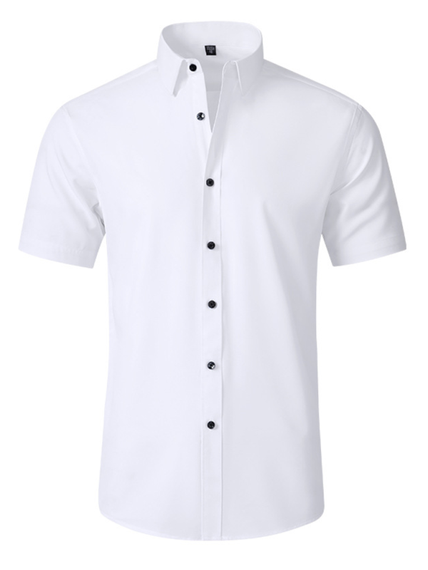 Men’s non-iron wrinkle-resistant short-sleeved shirt - White / XS