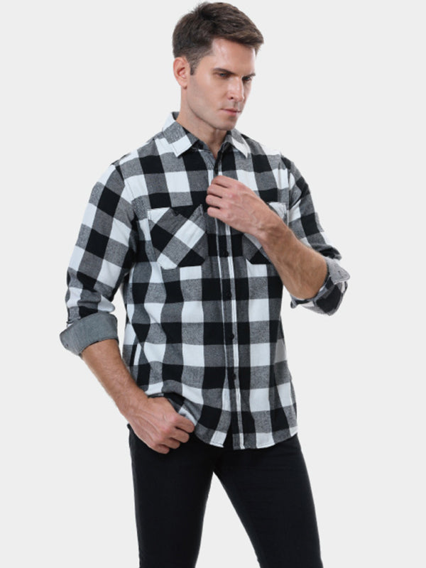 Men’s plaid shirt flannel ground shirt