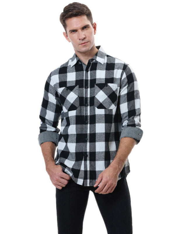 Men’s plaid shirt flannel ground shirt