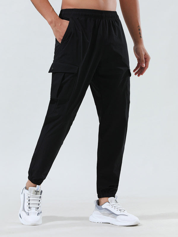 Men’s quick-drying elastic casual fitness training cargo pocket trousers