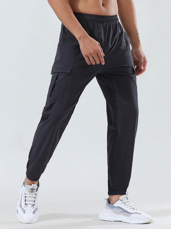 Men’s quick-drying elastic casual fitness training cargo pocket trousers - Grey / M