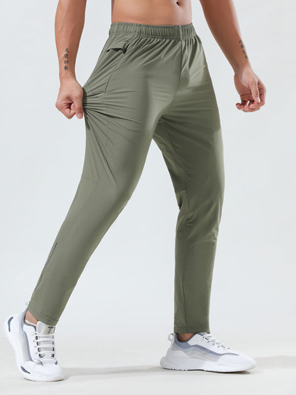 Men’s quick-drying elastic casual fitness training trousers - Green / M