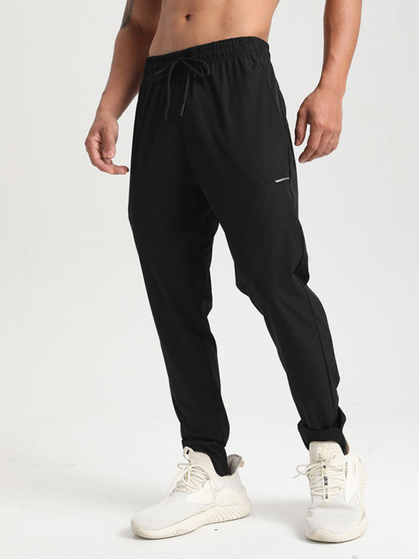 Men’s quick-drying elastic outdoor casual running fitness training trousers - Black / M