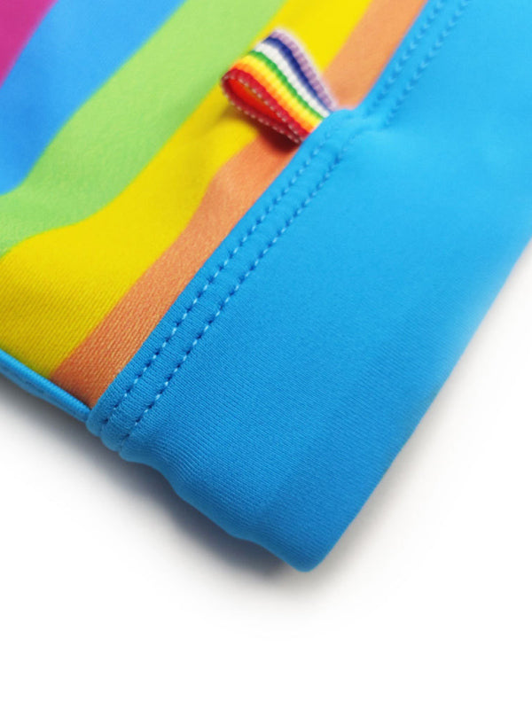 Men’s Rainbow Fashion Tethered Slit Boxer Swim Shorts