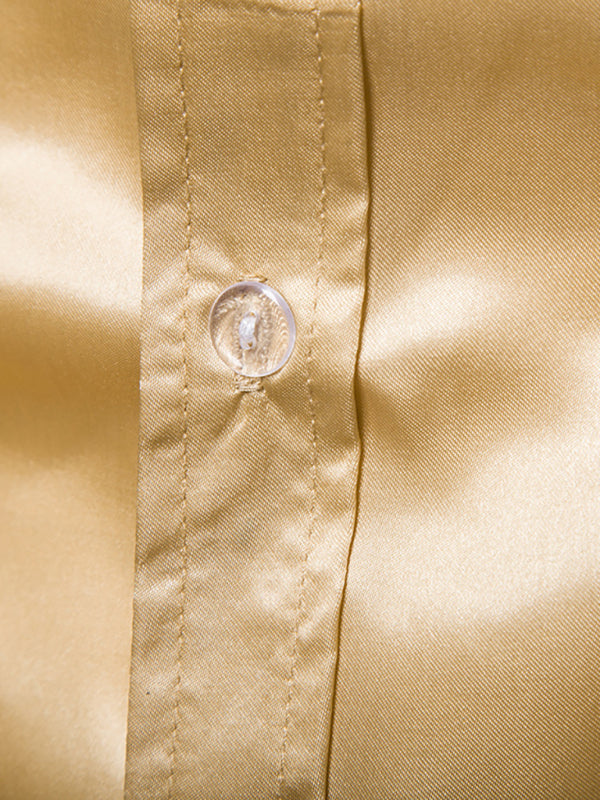 Men’s Ruffled Standing Collar Party Shirt
