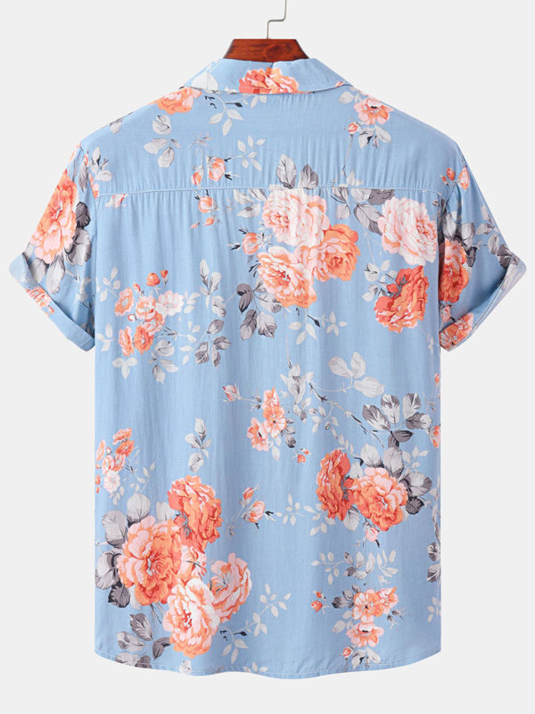 Men’s Short Sleeve European Size Shirt Beach Wind Vacation Wind Hawaiian Shirt