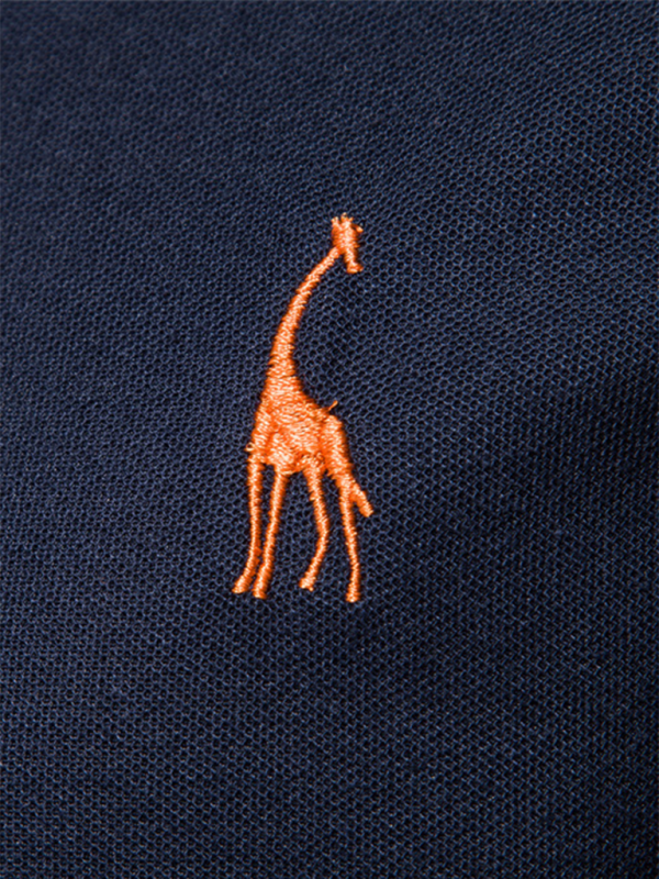 Men’s short-sleeved lapel polo shirt with deer embroidery