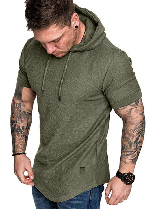 Men’s short-sleeved T-shirt sports casual sweater men’s hoodie - Green / S