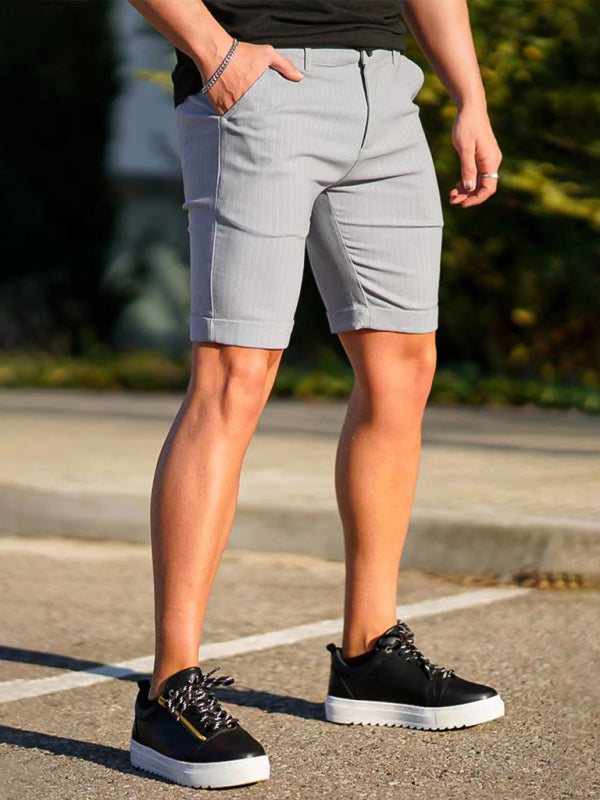 men’s skinny plaid plus size casual shorts