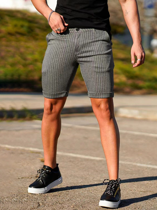 men’s skinny plaid plus size casual shorts