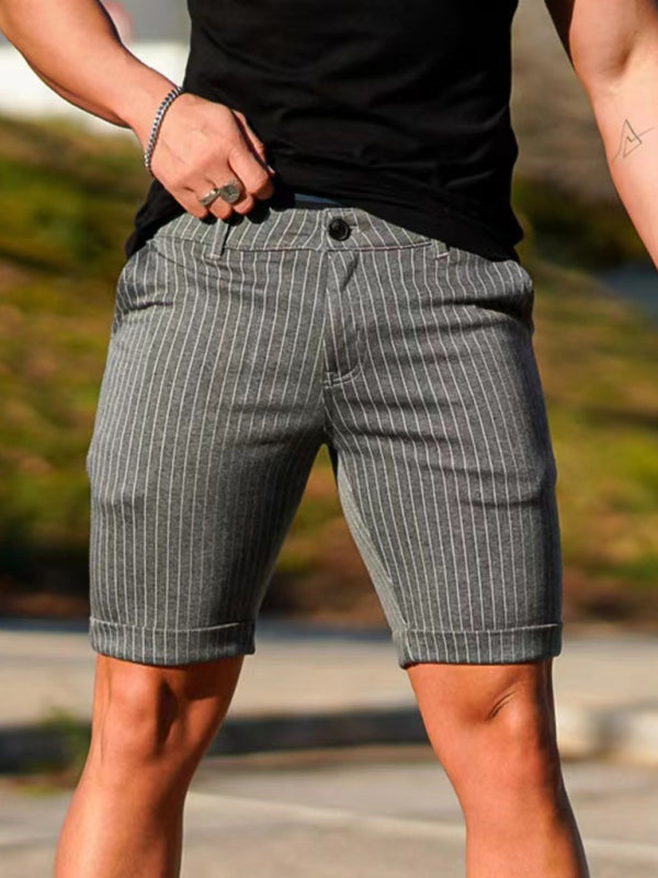 men’s skinny plaid plus size casual shorts - Charcoal grey / S