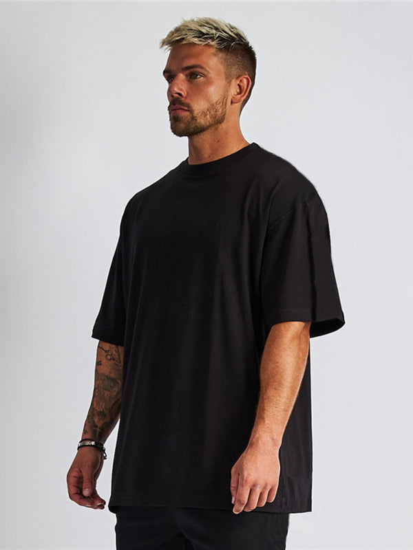 Men’s solid color blank loose short-sleeved T-shirt