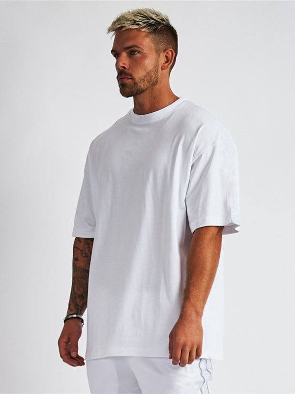 Men’s solid color blank loose short-sleeved T-shirt
