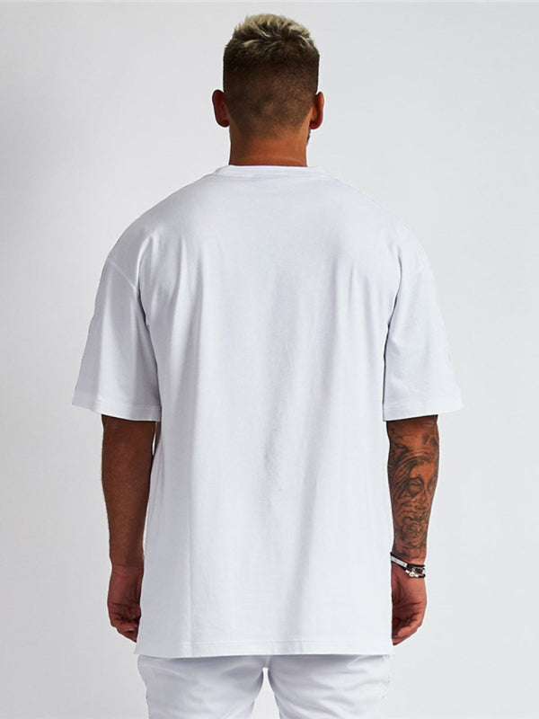 Men’s solid color blank loose short-sleeved T-shirt