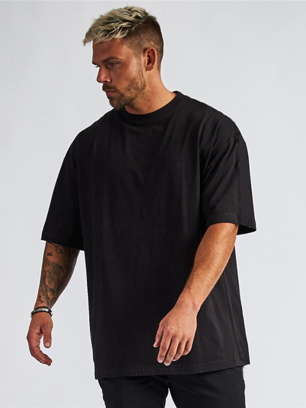Men’s solid color blank loose short-sleeved T-shirt