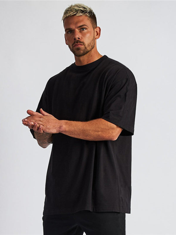 Men’s solid color blank loose short-sleeved T-shirt