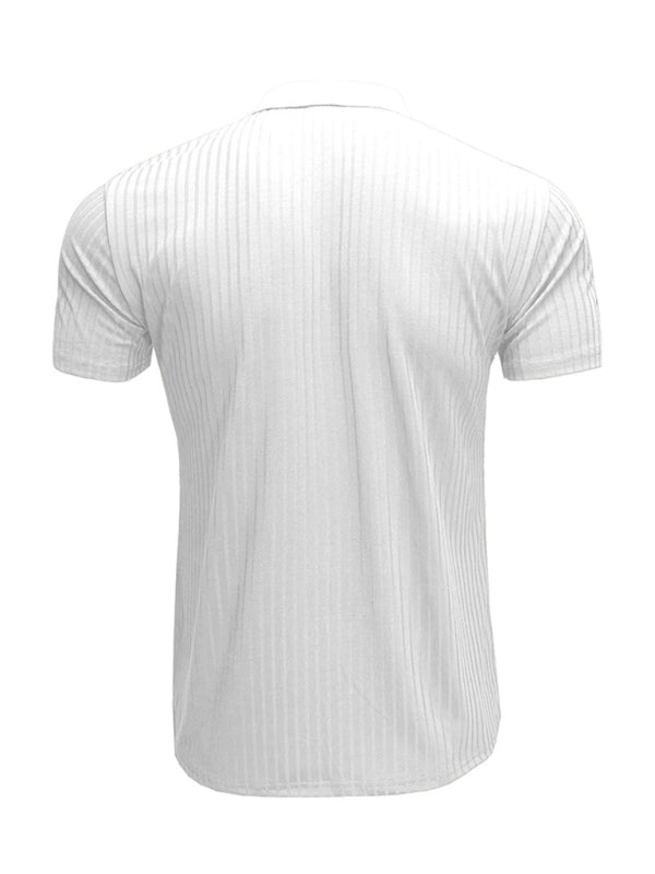 Men’s solid-color button-down short-sleeve polo shirt