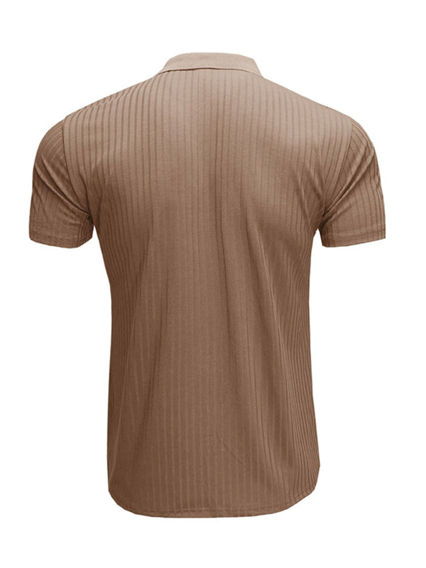 Men’s solid-color button-down short-sleeve polo shirt