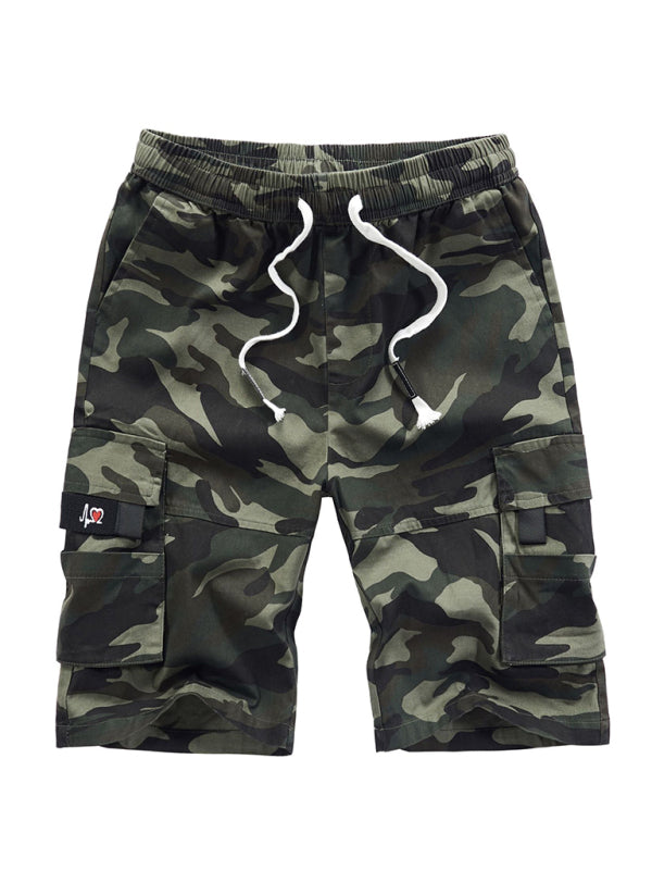 Men’s Solid Color Casual Multi-Pocket Cargo Shorts - Pattern / M