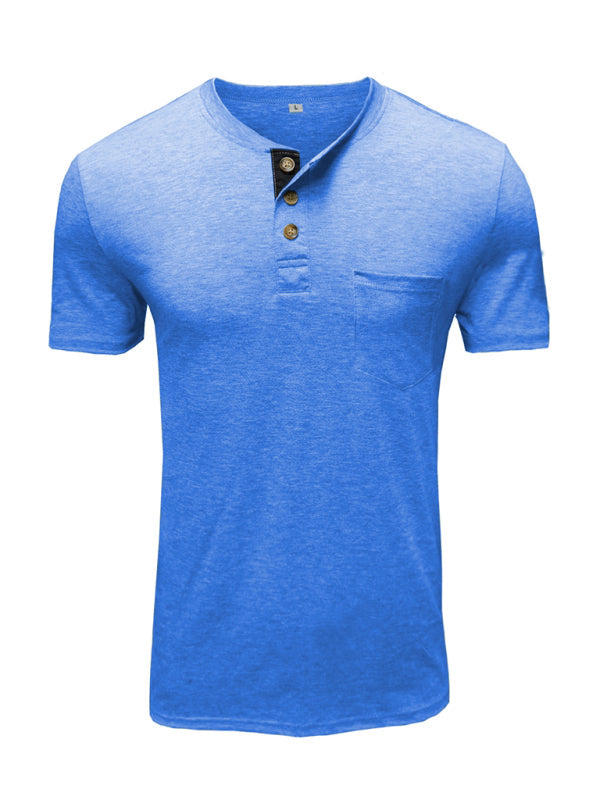 Men’s solid color casual short-sleeved T-shirt