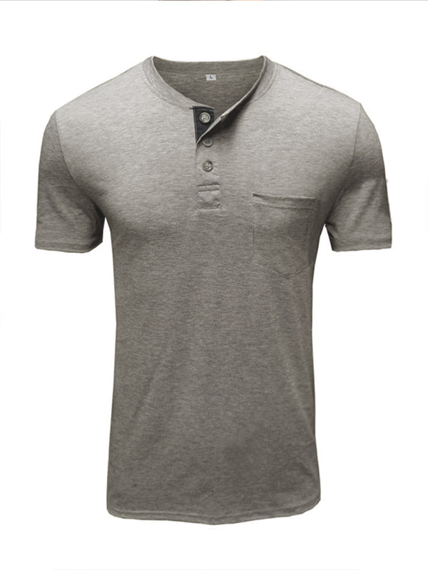 Men’s solid color casual short-sleeved T-shirt