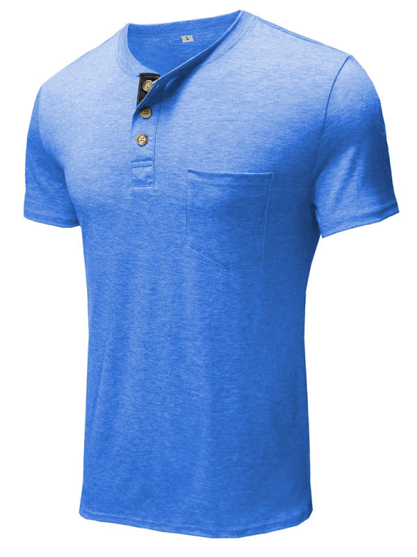 Men’s solid color casual short-sleeved T-shirt