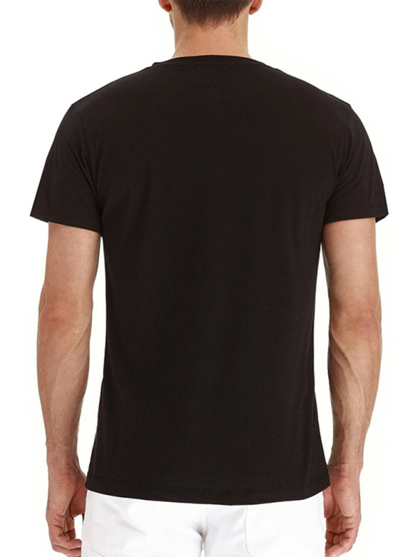 Men’s solid color casual short-sleeved T-shirt
