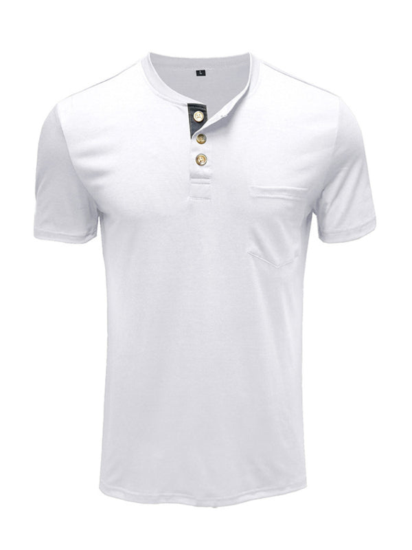 Men’s solid color casual short-sleeved T-shirt