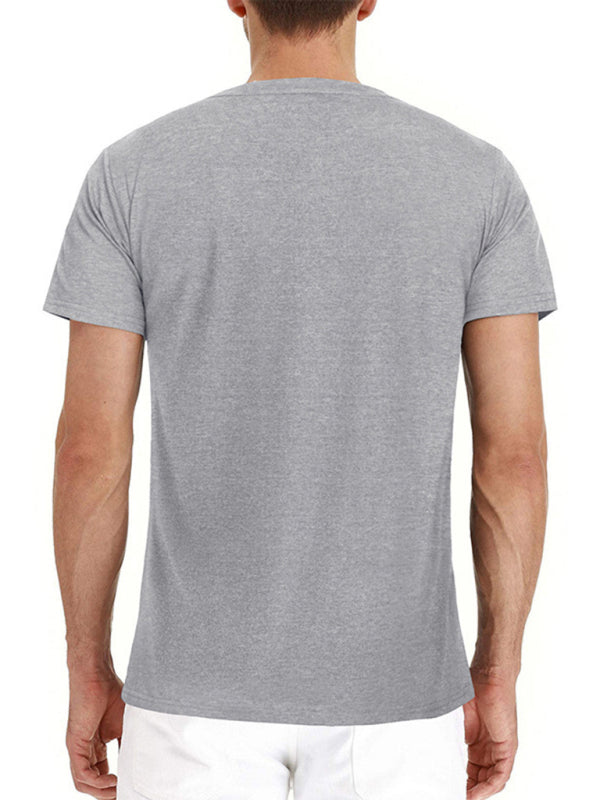 Men’s solid color casual short-sleeved T-shirt