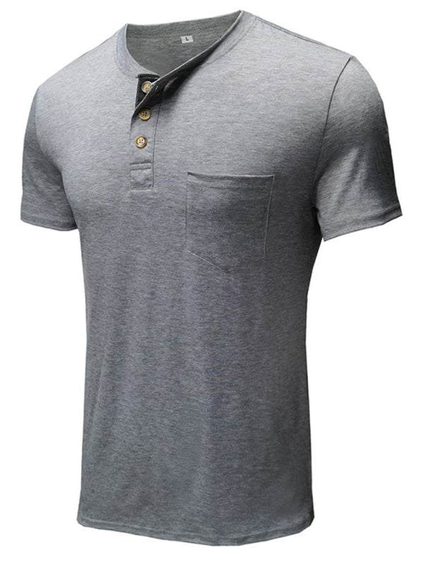 Men’s solid color casual short-sleeved T-shirt