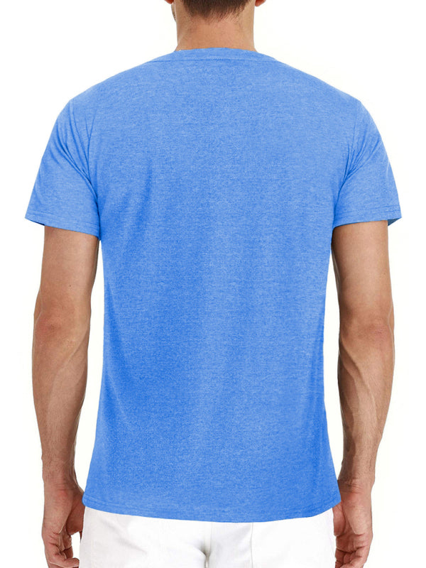 Men’s solid color casual short-sleeved T-shirt
