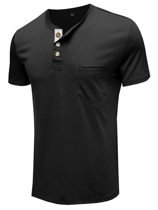 Men’s solid color casual short-sleeved T-shirt