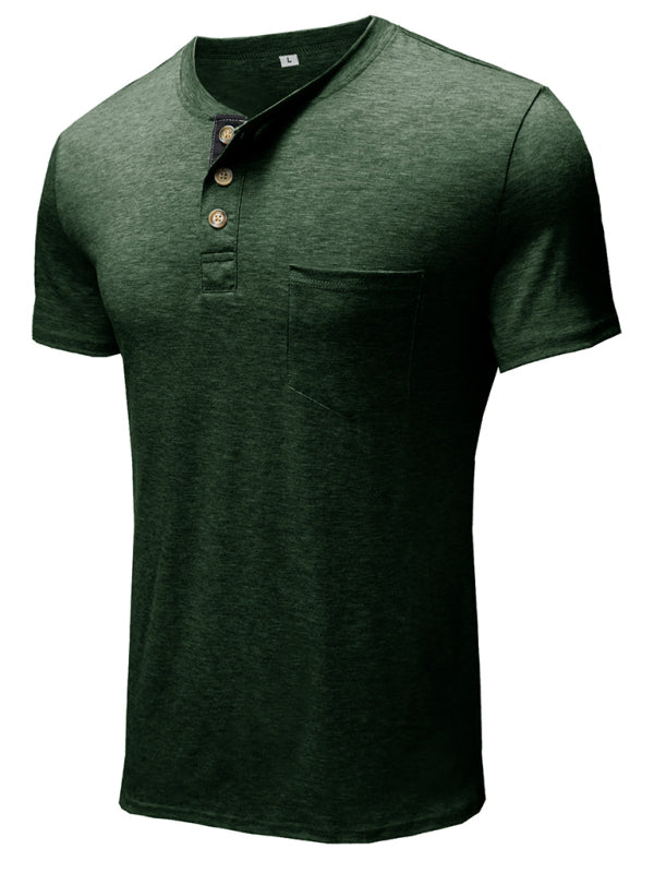 Men’s solid color casual short-sleeved T-shirt