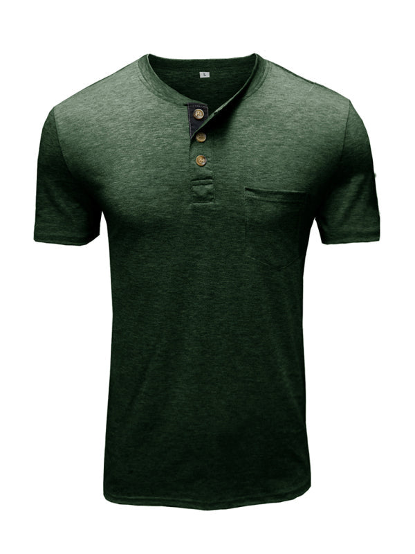 Men’s solid color casual short-sleeved T-shirt