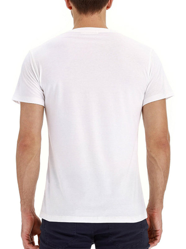 Men’s solid color casual short-sleeved T-shirt