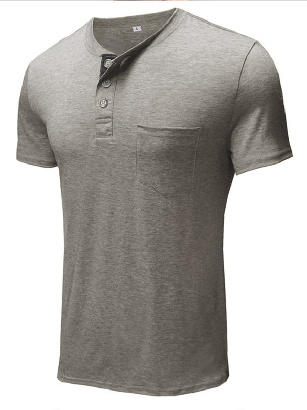 Men’s solid color casual short-sleeved T-shirt